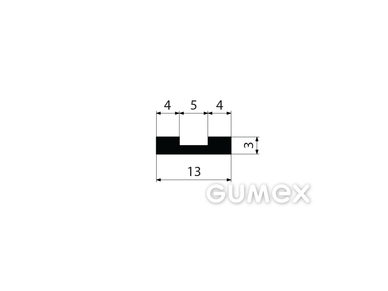 "U" Gummiprofil, 3x13/5mm, 60°ShA, NBR, -40°C/+70°C, schwarz, 